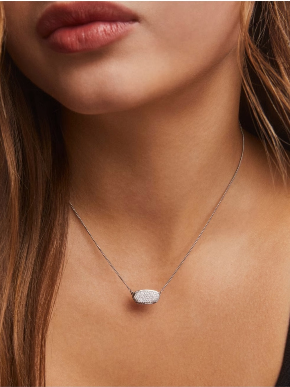 Kendra Scott 14K Stamped 585 White Gold  Pavé Diamond Elisa Necklace